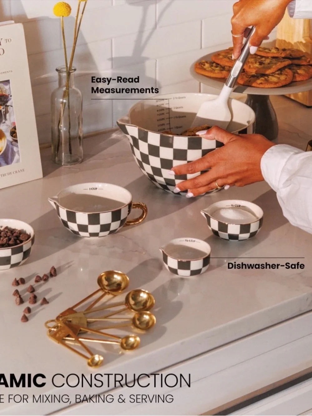 Thyme & Table 5-Piece Checkered Batter Bowl & Measuring Cup Set